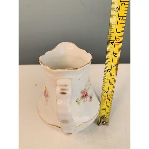 Z S & Co Bavaria Creamer Pink Roses Yellow Flowers Gold Trim Vintage Green Leaf - Picture 4 of 9